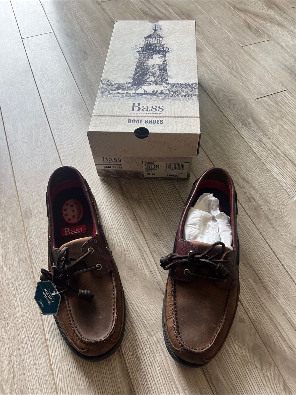 Bass Men’s Two-Tone Brown Leather Boat Shoes